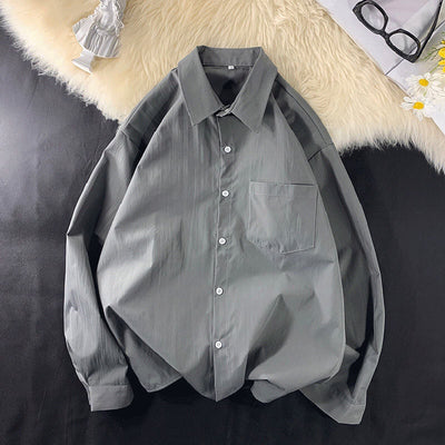 Camisa Drapeada de Manga Larga Color Sólido para Hombre - Image 10