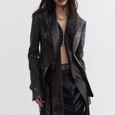 Chaqueta Punk Cuero PU Efecto Ahumado con Capas Desmontables
