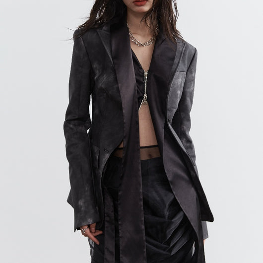 Chaqueta Punk Cuero PU Efecto Ahumado con Capas Desmontables
