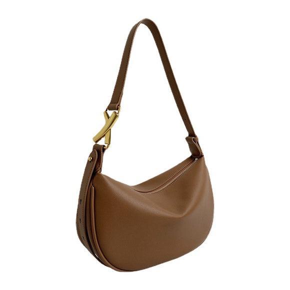 Bolso Bandolera Medialuna en Cuero Suave para Mujer