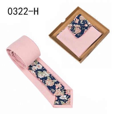 Corbata de Algodón con Estampado Floral y Pañuelo de Bolsillo - Image 20