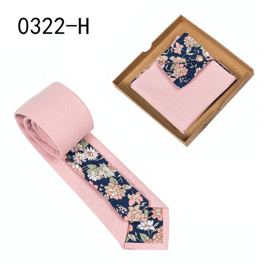 Corbata de Algodón con Estampado Floral y Pañuelo de Bolsillo - Image 20