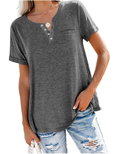 Camiseta Holgada de Cuello Redondo en Colores Sólidos - Image 9