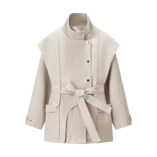 Gabardina con Cuello Parado y Cinturón para Mujer - Image 4