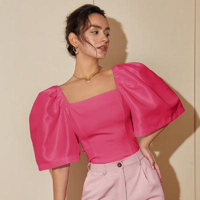 Blusa Elegante Retro con Cuello Cuadrado y Mangas Farol - Image 20