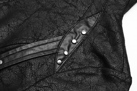 Chaqueta Punk Cuero Agrietado con Tejido - Estilo Rocker - Image 13