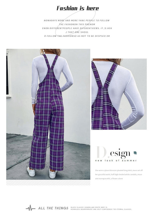 Jumpsuit Casual de Cuadros con Tirantes Finos para Mujer - Image 9