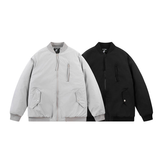 Chaqueta Acolchada de Algodón con Cuello Mao y Múltiples Bolsillos