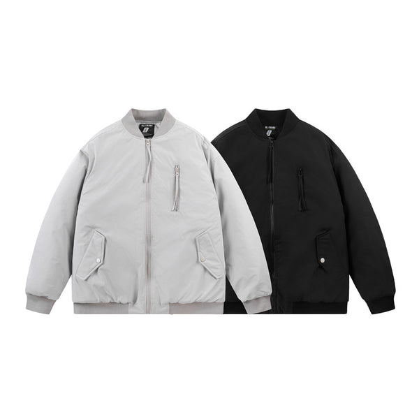 Chaqueta Acolchada de Algodón con Cuello Mao y Múltiples Bolsillos