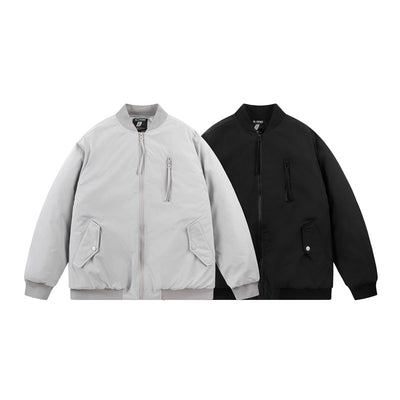 Chaqueta Acolchada de Algodón con Cuello Mao y Múltiples Bolsillos