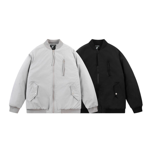 Chaqueta Acolchada de Algodón con Cuello Mao y Múltiples Bolsillos