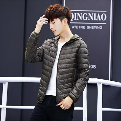 Chaqueta Puffer Ultraligera con Capucha - Abrigo de Plumas de Pato Slim Fit para Invierno