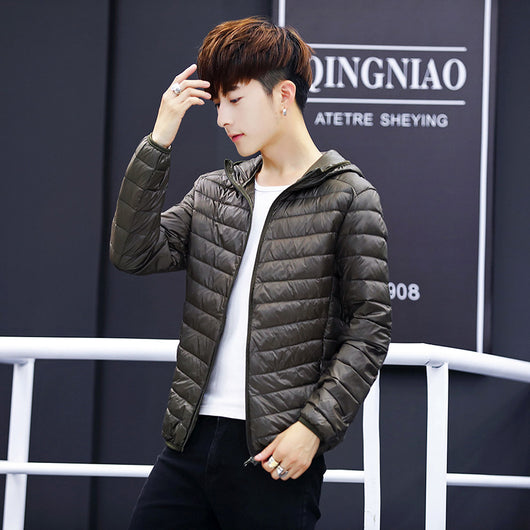 Chaqueta Puffer Ultraligera con Capucha - Abrigo de Plumas de Pato Slim Fit para Invierno