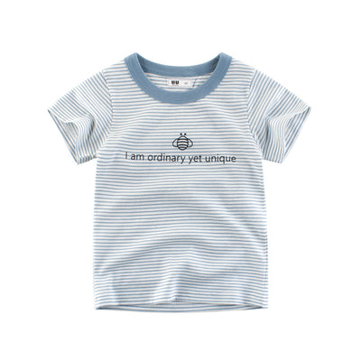 Camiseta Infantil a Rayas Manga Corta Cuello Redondo - Image 9