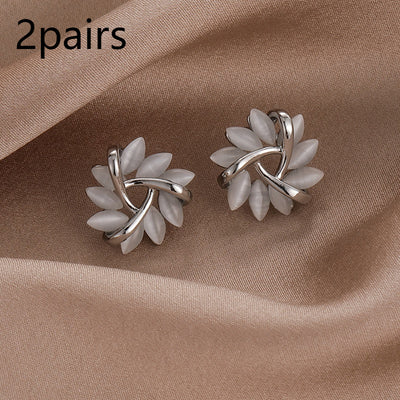 Aretes de Plata S925 Triángulo Geométrico con Ópalo para Mujer - Image 8