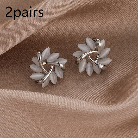 Aretes de Plata S925 Triángulo Geométrico con Ópalo para Mujer - Image 8