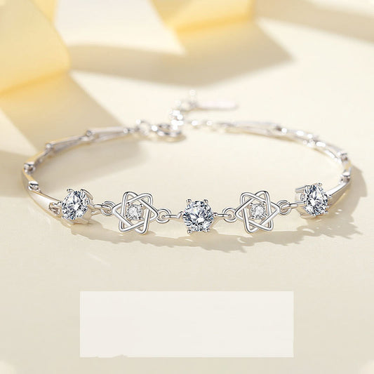 Pulsera de Plata Esterlina 925 con Estrella de Seis Puntas para Mujer