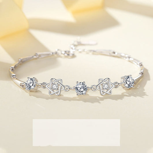 Pulsera de Plata Esterlina 925 con Estrella de Seis Puntas para Mujer