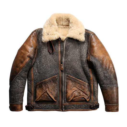 Abrigo de Cuero Gamuza con Solapa y Combinación de Colores para Hombre - Image 2