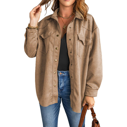 Chaqueta Ante Suave Otoño Mujer - Camisa Solapa Clásica Corte Holgado - Image 5