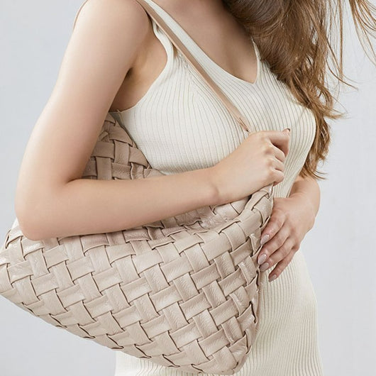 Bolso de Cuero Plisado con Gran Capacidad - Bolsa de Hombro Portátil y Elegante - Image 4
