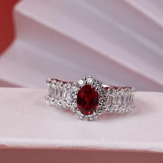 Anillo de Rubí Rojo Sangre de Paloma Vintage Elegante para Mujer - Image 9