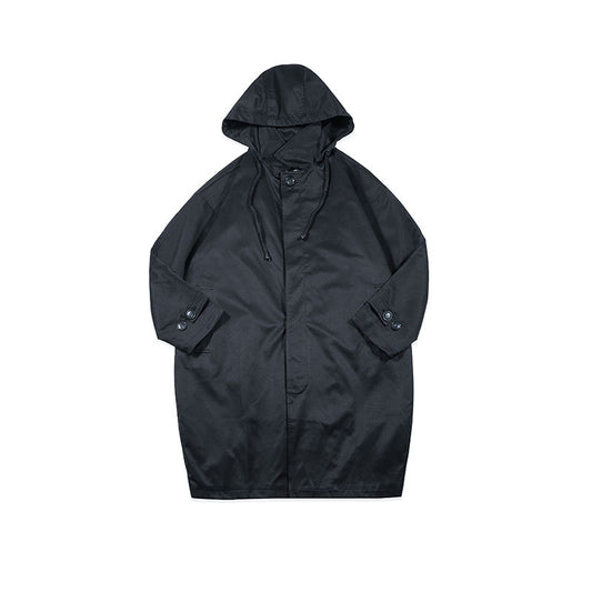 Abrigo Tipo Trench con Capucha y Cordones - Estilo Casual Japonés