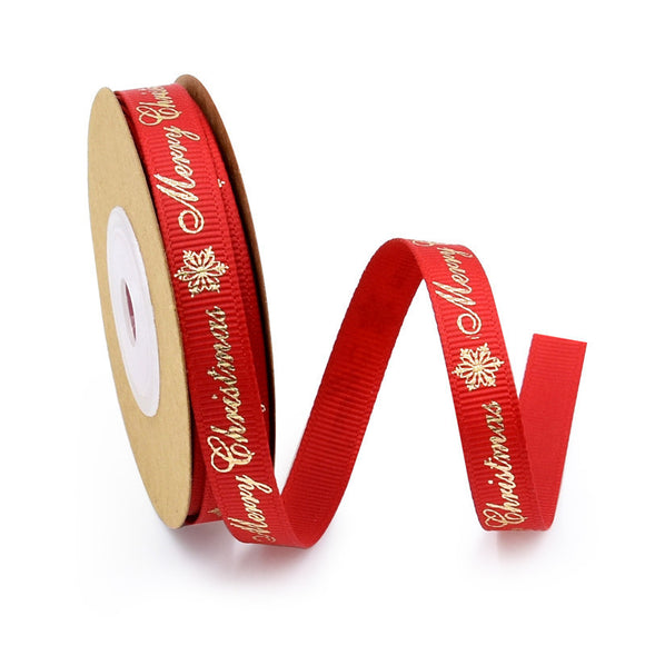 Cinta Acanalada con Letras Estampadas en Oro