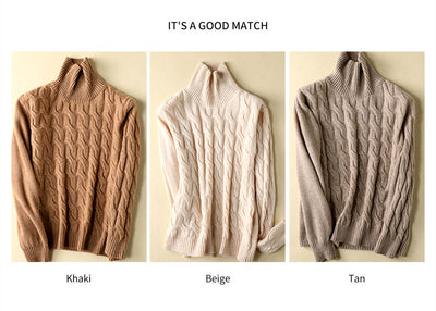 Suéter de Cuello Alto en Cashmere con Tejido Retorcido para Mujer - Image 11