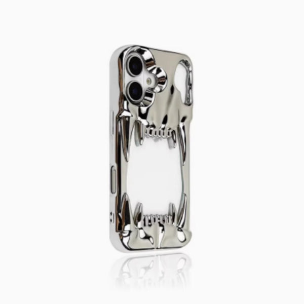 Funda para Celular Calavera Tigre Plateada con Electroplating Hueco