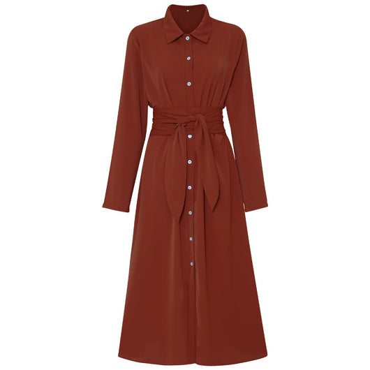 Vestido Camisero Slim Elegante de Botón Simple para Mujer - Image 5