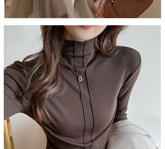 Blusa de Cuello Tortuga Manga Larga Versátil para Mujer - Image 24