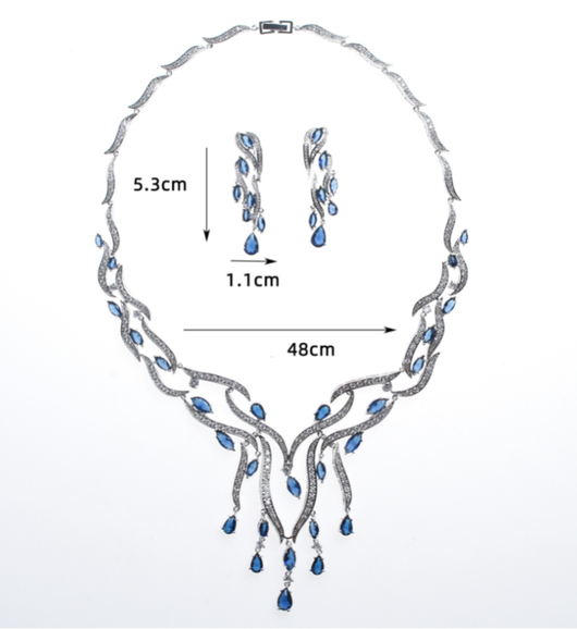Conjunto de Joyería de Cristal y Zirconia con Colgante de Borla - Image 7