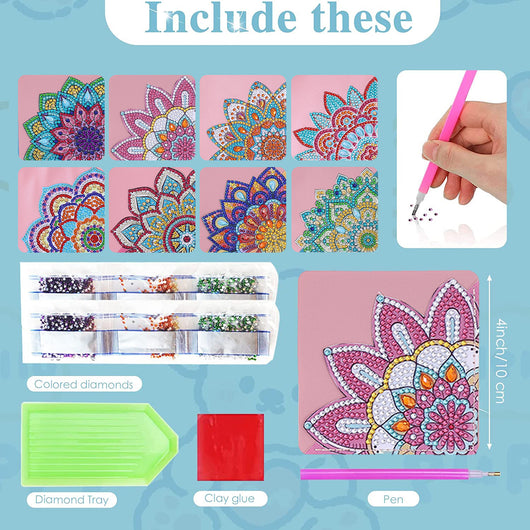 Set de 8 Marcapáginas de Cuero PU con Cristales Mandala Adhesivos Hechos a Mano - Image 3