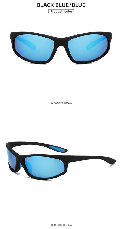 Black sports sunglasses with dark gray lenses and a matte finish, featuring a wrap-around frame style. - Image 11