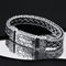 S925 Plateado Wide Version Braided Bracelet Men's Thick Generous Ring Buckle Interlock Bracelet 18cm