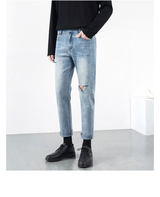 Pantalones Vaqueros Rotos para Hombre Ligeros de Verano - Image 11