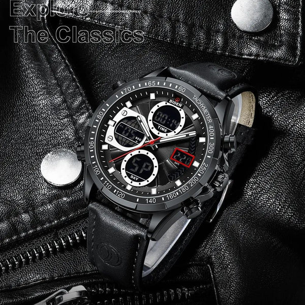 Reloj de Pulsera Deportivo para Hombre con Correa de Cuero PU