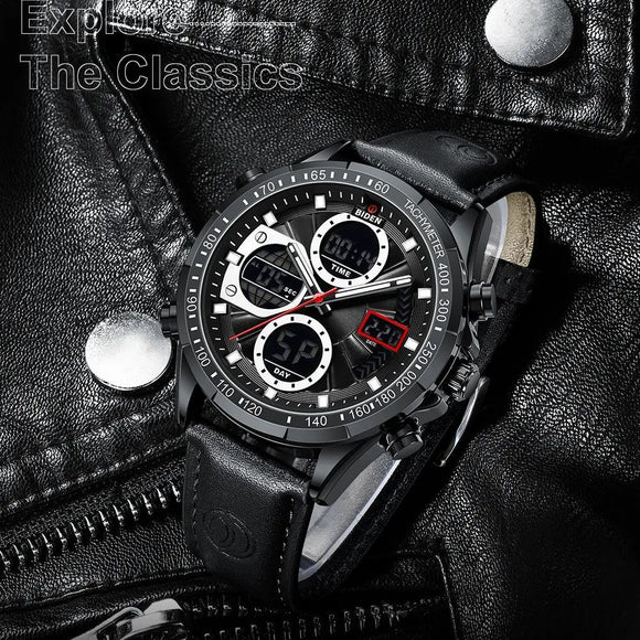 Reloj de Pulsera Deportivo para Hombre con Correa de Cuero PU