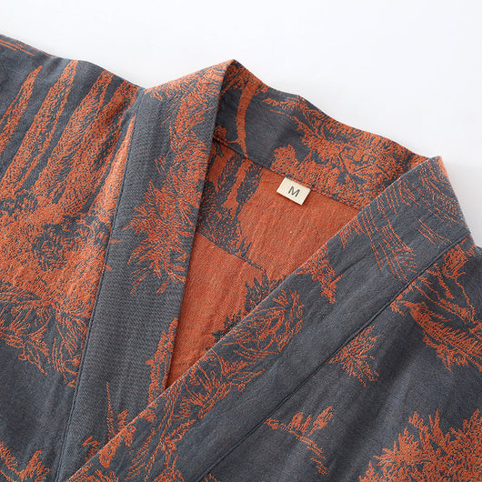 Bata Kimono Larga de Gasa de Algodón para Hombre - Image 17