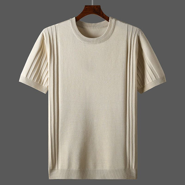 Camiseta Básica de Punto para Hombre - Cuello Redondo Manga Corta