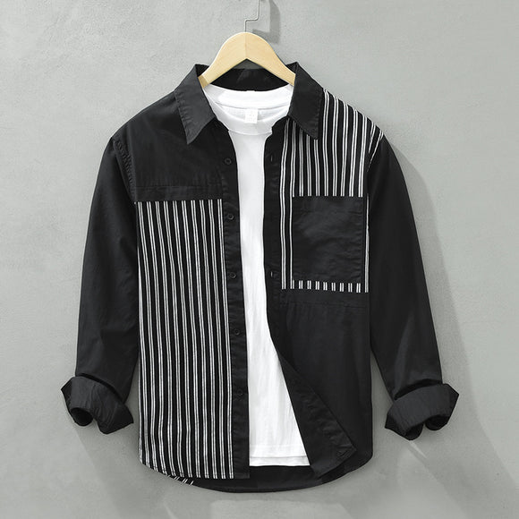 Camisa Suelta de Algodón Manga Larga Estilo Japonés Casual