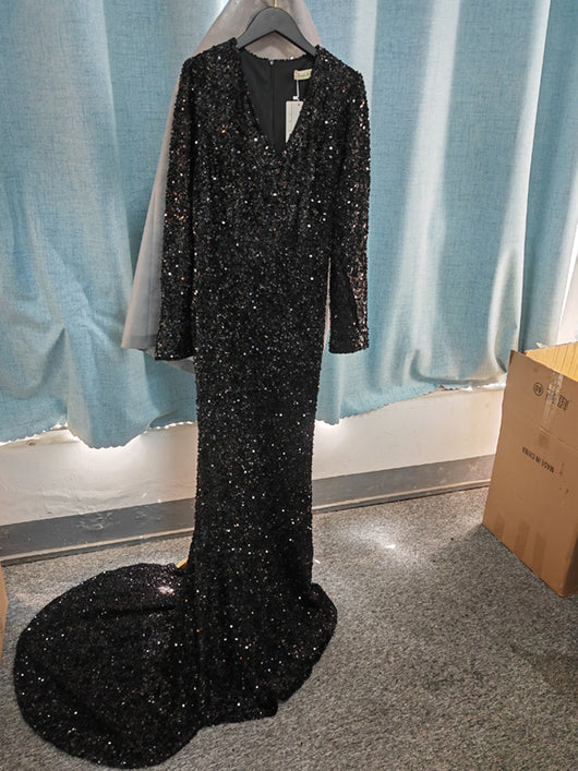 Vestido Largo de Lentejuelas Gris para Eventos - Image 5