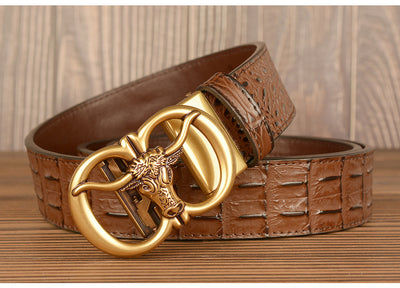 Cinturón para Hombre con Hebilla Automática Estilo Retro Cabeza de Buey - Image 25