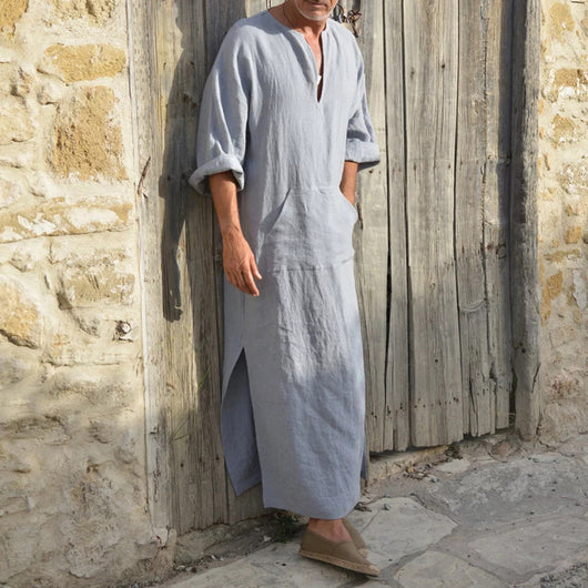 Camiseta Larga Hombre Algodón y Lino Premium Talla Grande - Image 14