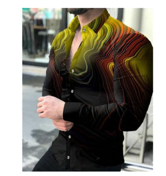 Camisa Casual Estampada de Manga Larga para Hombre - Image 17