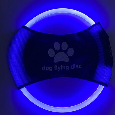 Red LED light-up dog flying disc with a white paw print logo and "dog flying disc" text. - Image 5