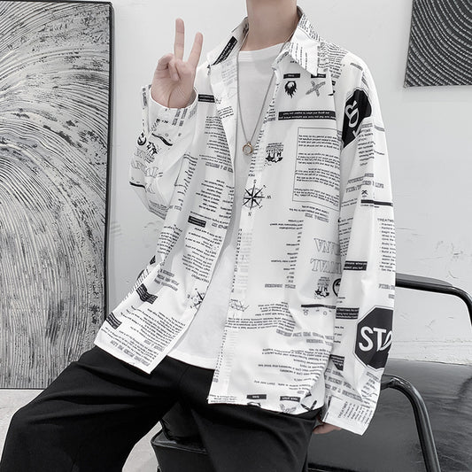 Camisa Larga de Seda Helada con Estampado para Hombre - Image 2