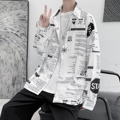 Camisa Larga de Seda Helada con Estampado para Hombre - Image 2