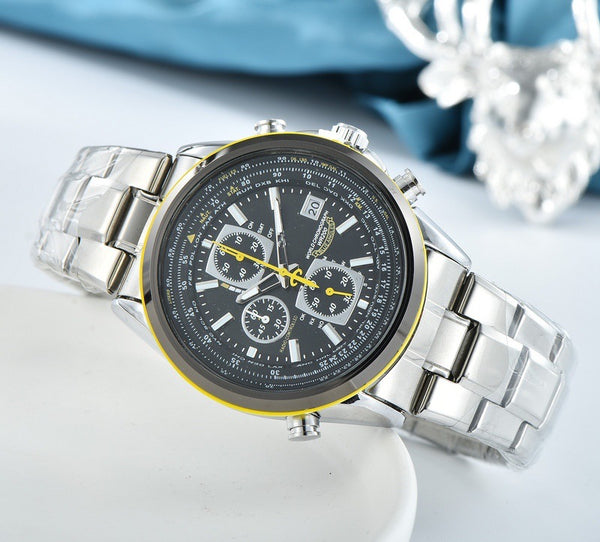 Reloj Casual para Hombre con Seis Agujas y Correa de Acero Inoxidable